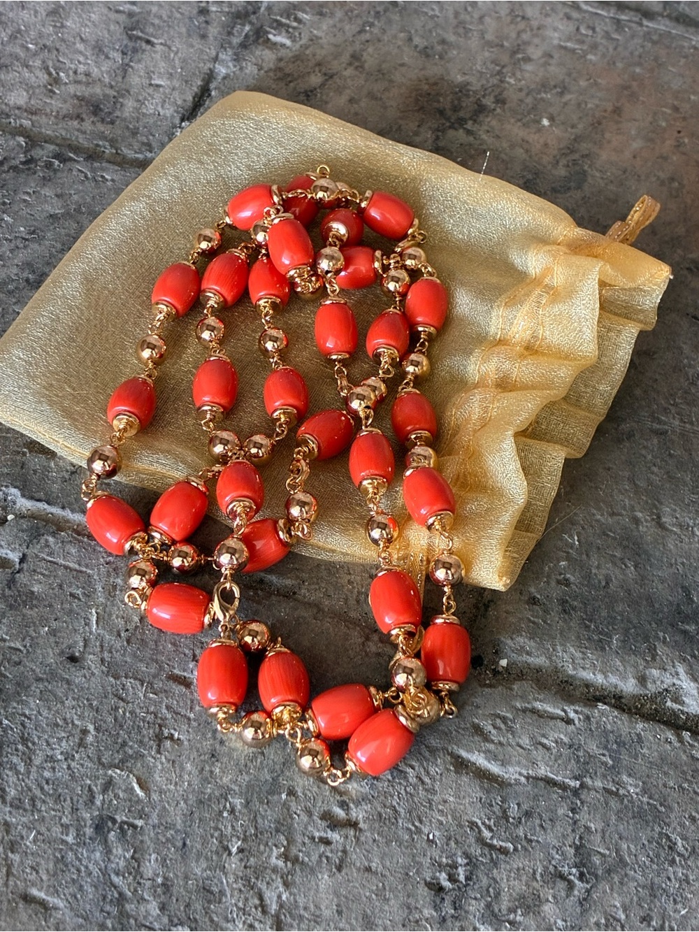 Long coral necklace like new